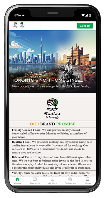 mobile app on how to book tiffins in toronto